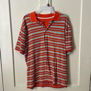 Saddlebred Orange stripped polo size large